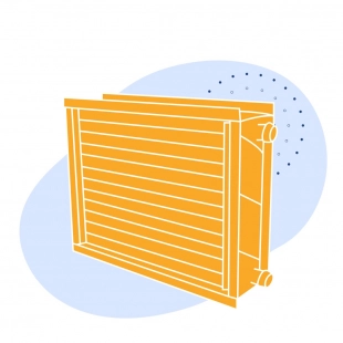 Калорифер водяной 556.7 кВт±8% 25000 м3/ч 125.27 м2±1.5%